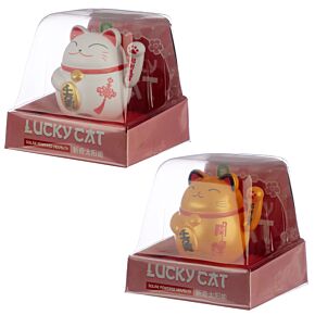 Figurine Solaire - Chat Faisant Signe De Main