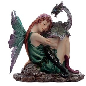 Figurine Fée - Fleur d&#039;Emeraude avec Dragon