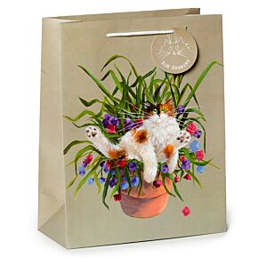 Sac Cadeau Kim Haskins - Chat dans Pot de Fleurs (Grand)