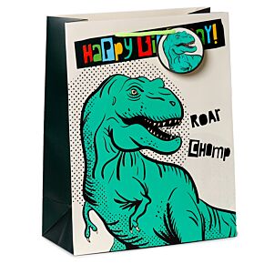 Sac Cadeau Dinosauria - Dinosaure Joyeux Anniversaire (Grand)