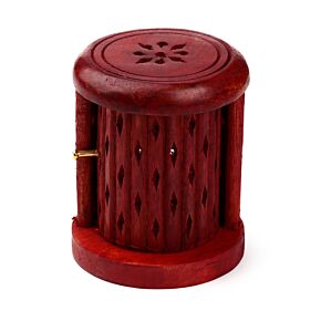 Brûleur d'Encens tonneau avec porte en Bois de manguier 