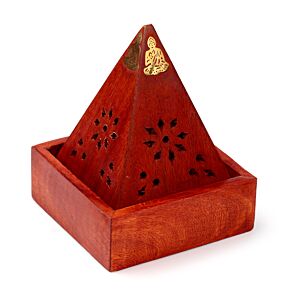 Brûleur d'Encens pyramidal Boudha en Bois de manguier