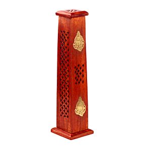 Tour Porte Encens Attrape-cendres en Bois de manguier - Boudha chinois