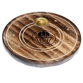 Porte-encens Attrape-cendre Bois de Manguier pour Cônes et Bâtons d'Encens - La Khamsa Main de Fatma