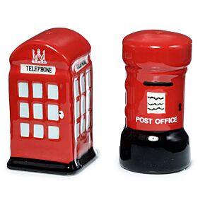 Lot de Poivrière & salière en Céramique London Icons - Boîte aux Lettres & Téléphone de Londres Angleterre