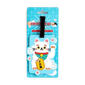 Etiquette à Bagage PVC - Maneki Neko Chat Porte Bonheur