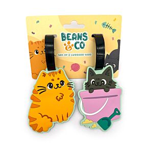 Lot de 2 Etiquettes de Bagage en PVC - Beans & Co Chats 