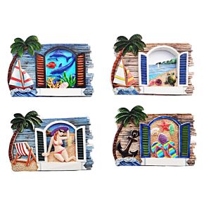 Aimant Souvenir 3D Bord de Mer - Panorama Volets fermés
