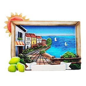 Aimant Souvenir 3D Bord de Mer - Cadre Panorama Village