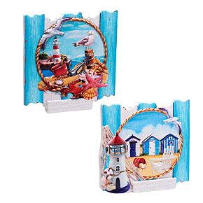 Aimant Souvenir 3D Bord de Mer - Bouée de Sauvetage Bleue