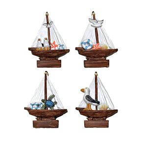 Aimant Souvenir - Bord de Mer Voilier avec Oiseaux & Animaux marins