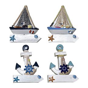Aimant Souvenir 3D - Bord de Mer Bateaux et Ancres avec filet