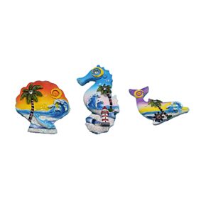 Aimant Souvenir - Bord de Mer Hippocampe, Coquillage et Dauphin