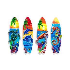 Aimant Souvenir 3D - Planche de Surf Couché de Soleil
