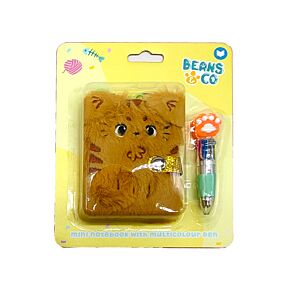Mini Bloc-notes Peluché avec Stylo multi couleurs ( 4 couleurs ) - Beans & Co Chats 