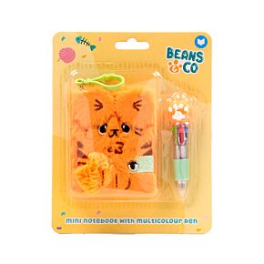 Mini Bloc-notes Peluché avec Stylo multi couleurs ( 4 couleurs ) - Beans & Co Chats 