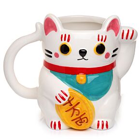 Mug en Forme de Chat Blanc Maneki Neko - Chat Porte-bonheur