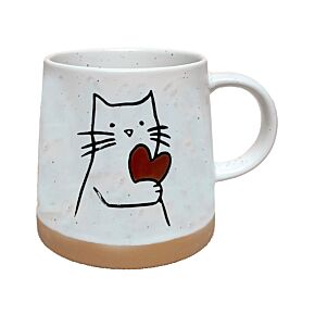 Mug en grès - Chat avec Cœur 