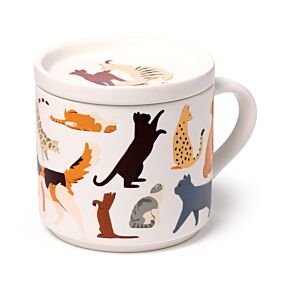 Ensemble Mug Porcelaine & Dessous de Tasse - Feline Fine Chats 