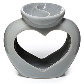 Brûleur à Huile et Fondant de Cire avec Séparation - Gris à Forme de Coeur