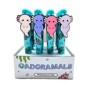 Stylo Multi-couleur avec Charme - Adoramals Maddie l'Axolotl (6 Couleurs)