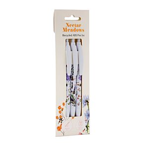 Lot de 3 Stylos en plastique recyclé (RABS) The Nectar Meadows - Abeille et Fleurs