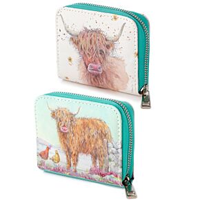 Porte-monnaie à Fermeture Eclair Jan Pashley Highland Coo Cow - Vache