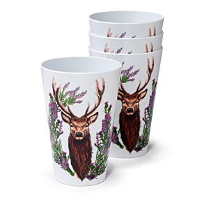 Ensemble de 4 Gobelets de Pique-nique en Plastique Recyclé rPET 450ml Wild Stag - Cerf 