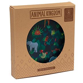 Ensemble de 4 assiettes à pique-nique en Plastique Recyclé rPET Animal Kingdom - Animaux
