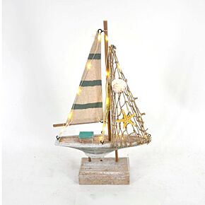 Bateau à voile avec LED et Coquillages - Souvenir Seaside Bord de Mer 