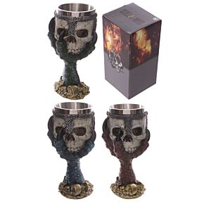 Verre à pied de décoration - crâne dans griffe de dragon