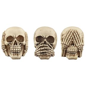 Lot de 3 Crânes de Décoration - Muet Sourd et Aveugle