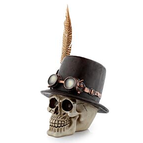 Crâne de Décoration Steam Punk - Chapeau à Plumes