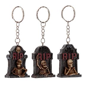 Porte-clé RIP Squelette Pierre tombale