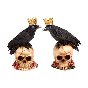 Corbeau Couronné assis un Crâne avec Roses