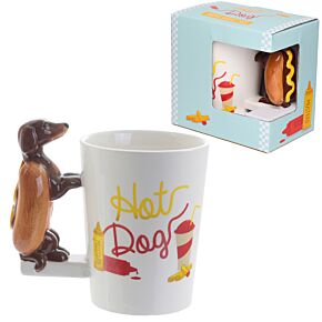 Mug à Anse Décorée Teckel Fast Food - Hot Dog Teckel Chien Saucisse 
