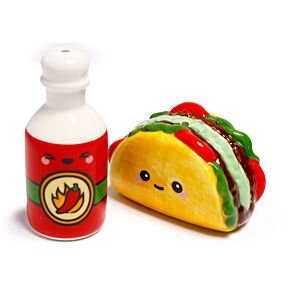 Ensemble Salière & Poivrière en céramique - Frida le Taco & Sauce Epicée Foodiemals 