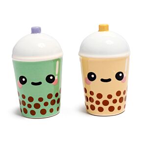 Ensemble Salière & Poivrière en céramique - Boba & Matcha Bubble Tea Foodiemals 