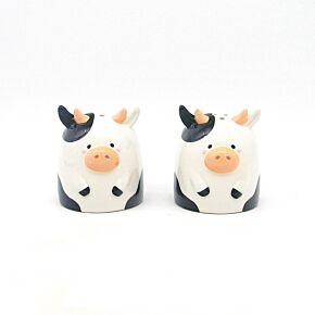 Ensemble Salière & Poivrière en céramique - Vache noire et blanche