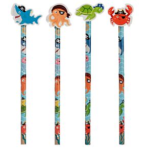 Crayon avec Embout Gomme Ahoy ! - Animaux Marins Amis Pirates