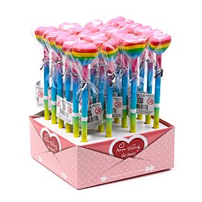 Crayon avec Embout Gomme - Cœur Arc en Ciel