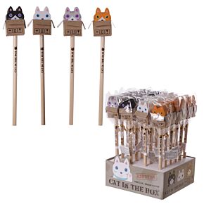 Crayon avec Embout Gomme - Chat dans boîte