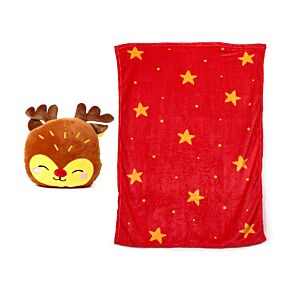 Coussin de voyage et couverture Blankeazzz 2 en 1 - Rudolph Christmas Festive Friends  