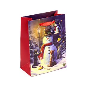 Sac Cadeau ( Moyen ) - Lisa Parker Chats et Bonhomme de Neige