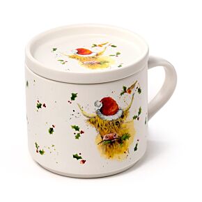 Ensemble Mug Porcelaine & Dessous de Verre - Jan Pashley Highland Coo Noël