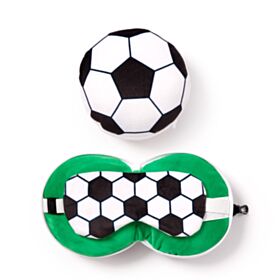 Coussin de Voyage Relaxeazzz Peluché 2-en-1 avec Masque Yeux -Ballon de Football