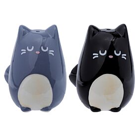 Ensemble Salière & Poivrière Feline Fine - Chat Noir & Gris