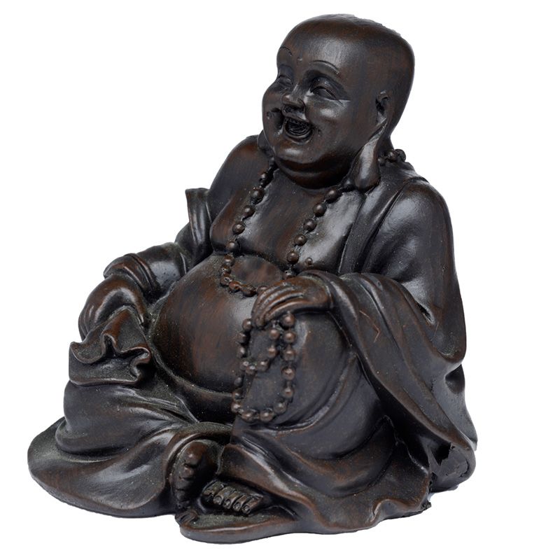 Figurine Effet Bois Brossé Peace of the East - Bouddha Porte-bonheur