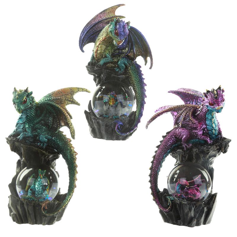 Dragon Boule de Neige Fantaisie Figurine Cadeau Gothique Déco Griffe