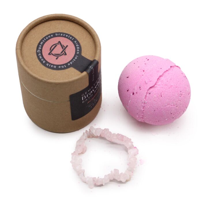 Bombe de Bain avec Bracelet Quartz Rose - Beurre de karité et Bergamote 